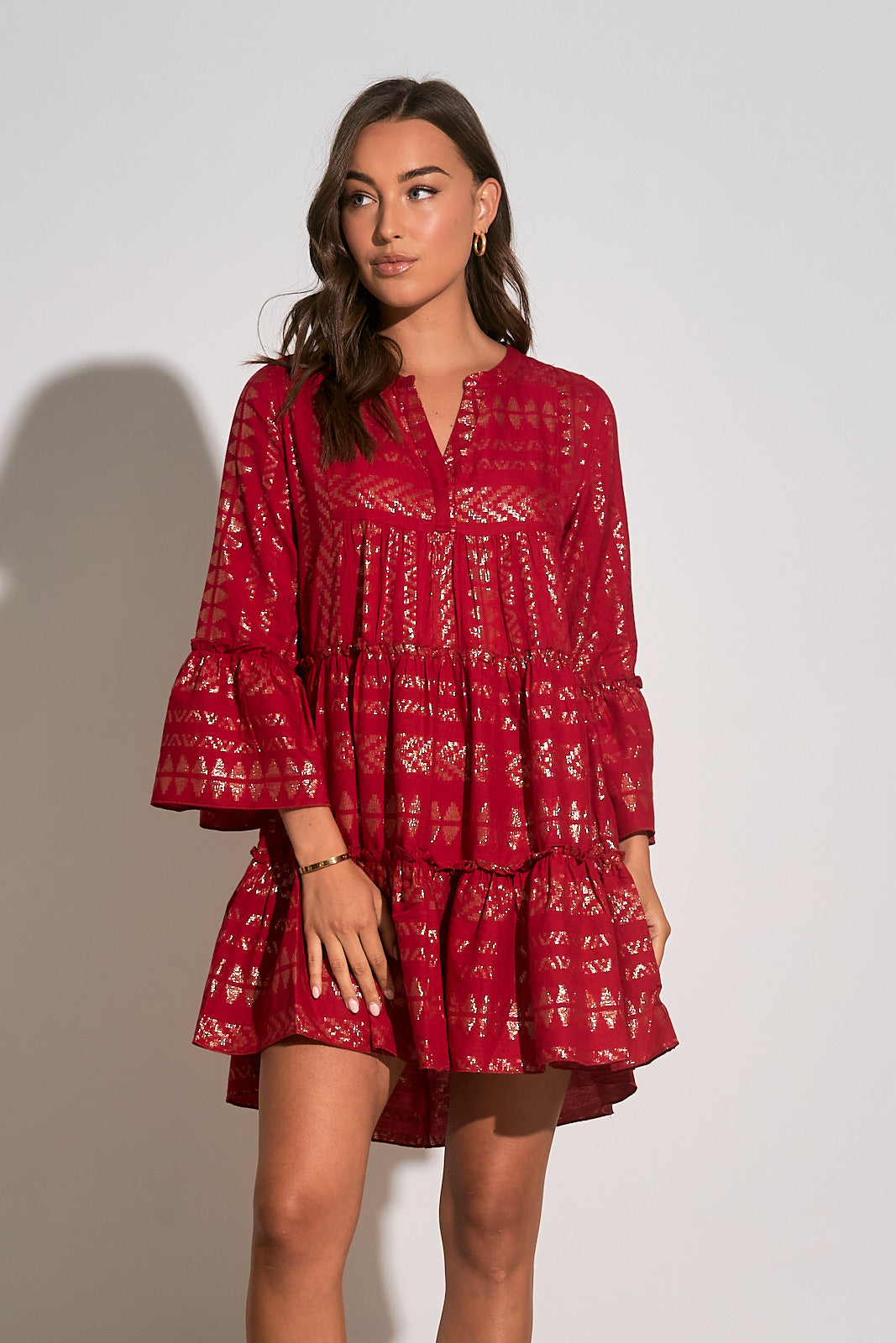 Ruby Gold Arrow A-Line Dress