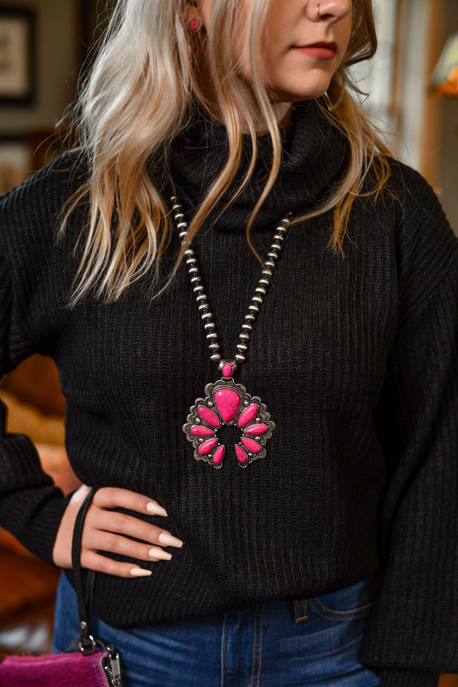 Ballard Naja Pendant Necklace - Pink