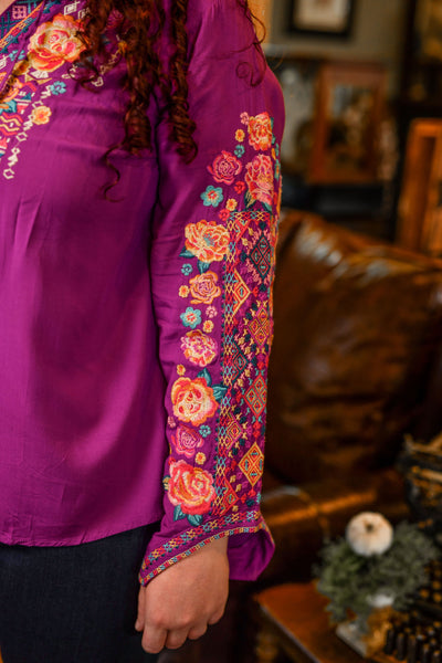 Kennedy Embroidered Blouse - Magenta
