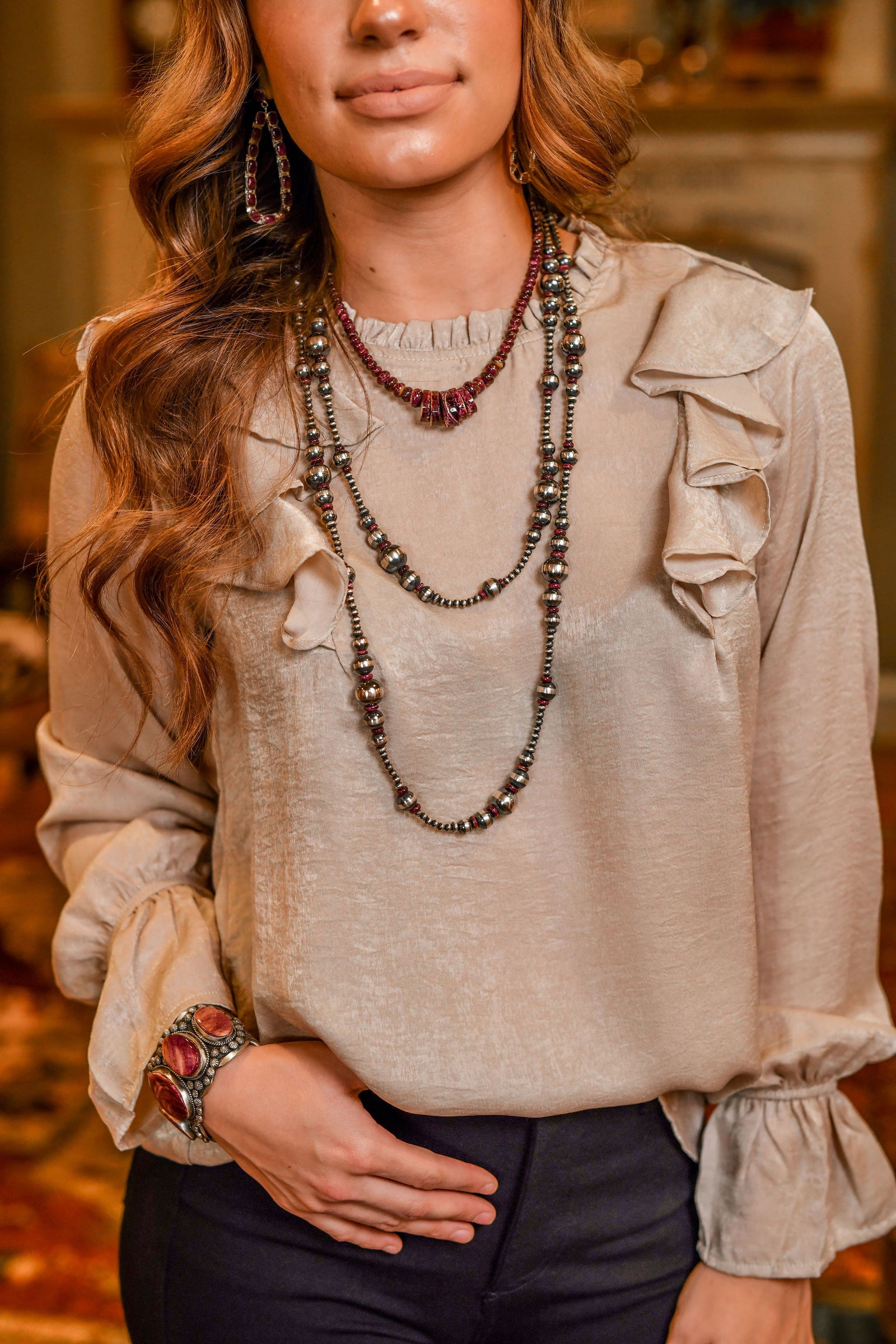 Taylor Varied Navajo & Purple Spiny Necklace 60"