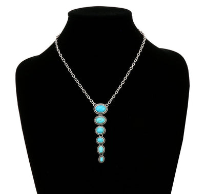 Falfurrias Fashion Y Necklace with 6 Stone Drop - Turquoise