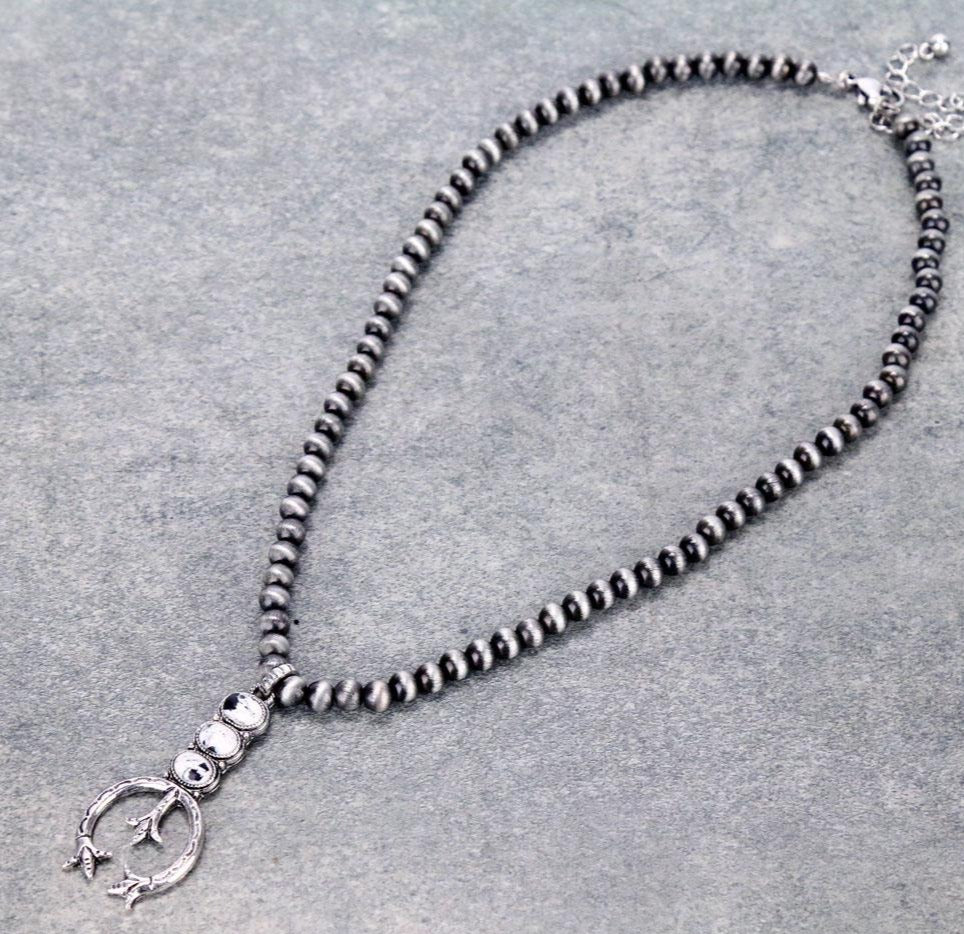 Triple White Buffalo Stone Naja Necklace - 16"