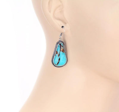 Carla Single Stone Teardrop Earrings - Turquoise
