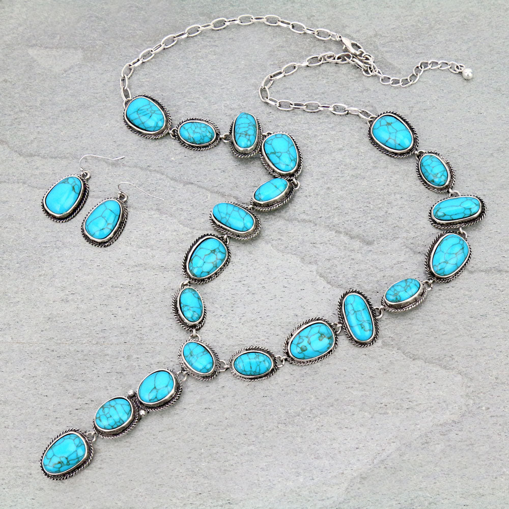 Fashion Turquoise Lariat Necklace Or Earrings