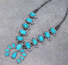 Bonnie Double Strand Oval Squash Blossom Natural Stone Necklace With Naja - Turquoise