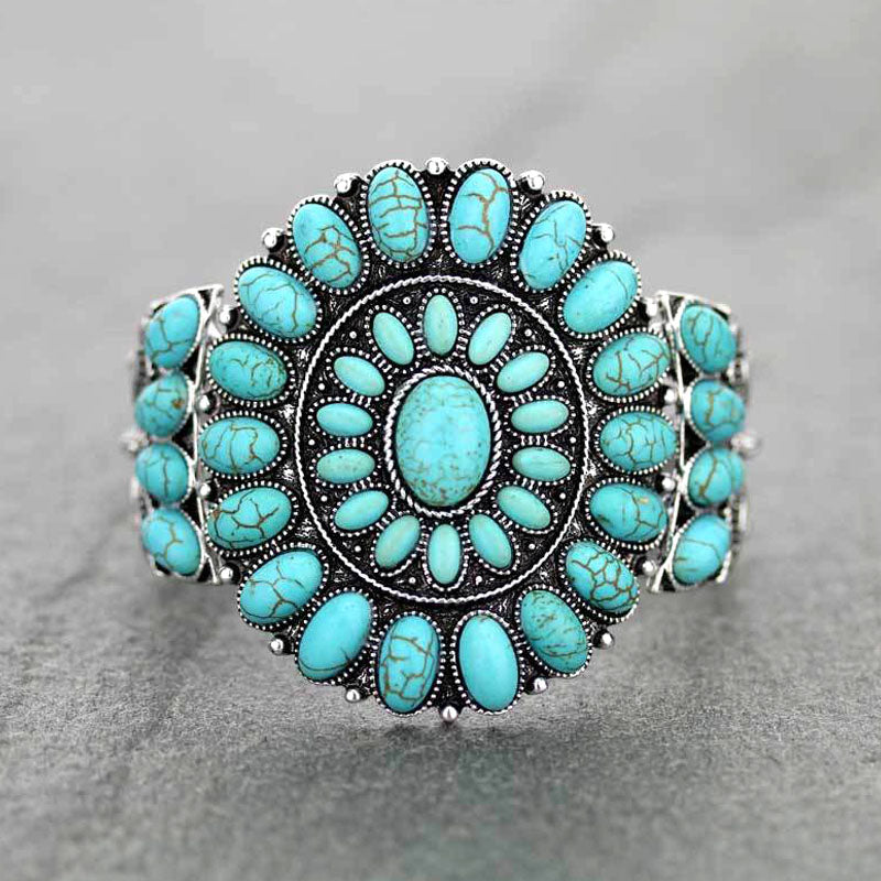 Stansbury Fashion Cluster Stone Stretch Bracelet - Turquoise