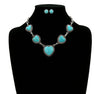 5 Stone Heart Statement Necklace - Turquoise