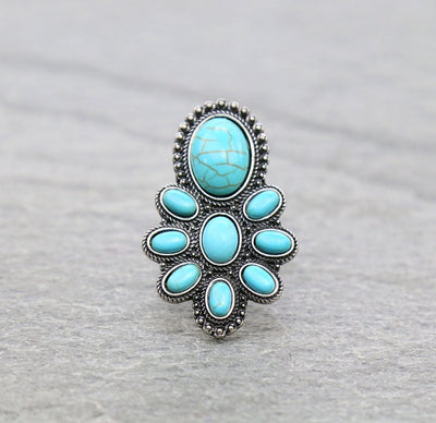 Fashion Turquoise Stone Pendant Ring