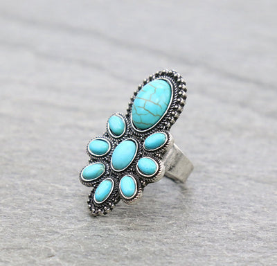Fashion Turquoise Stone Pendant Ring