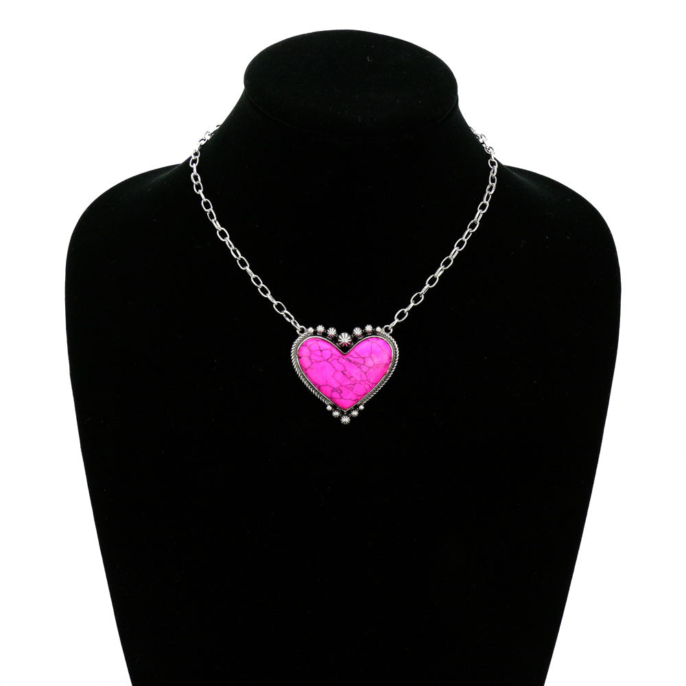 Heart of Texas Pendant Necklace - Pink