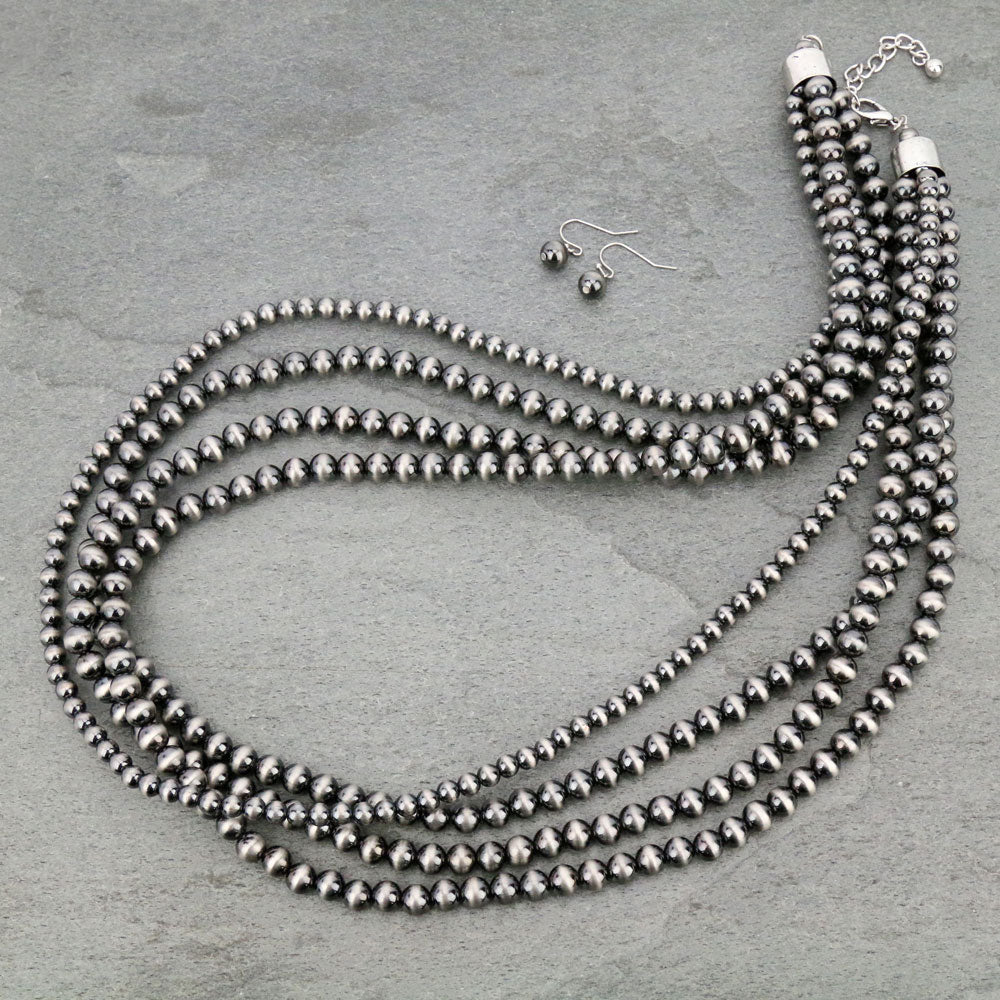 Owena 4 Strand Fashion Navajo Pearl Necklace - 28"