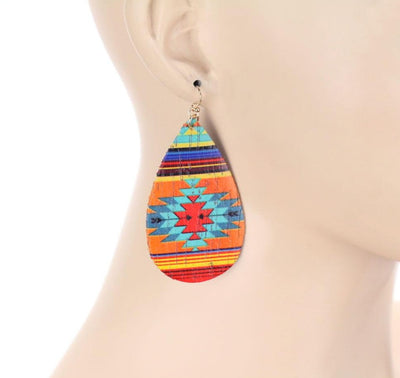 Fashion Cork Aztec Teardrop Earrings