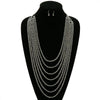 Bluff View Seven Layered Bead Necklace - Silver