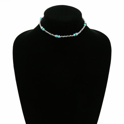 Melton Navajo Style Pearl & Saucer Choker - Turquoise