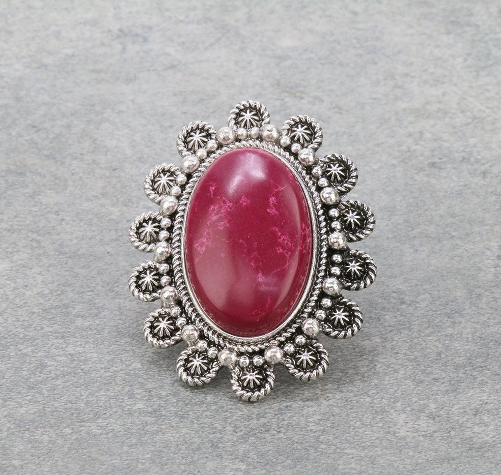 Western Concho Stone Stretch Ring