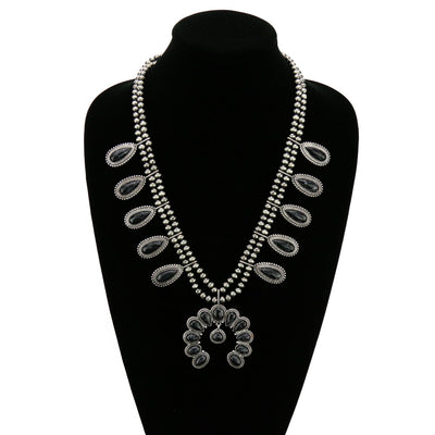 Bristol Fashion Navajo Teardrop Squash Blossom Necklace - Black