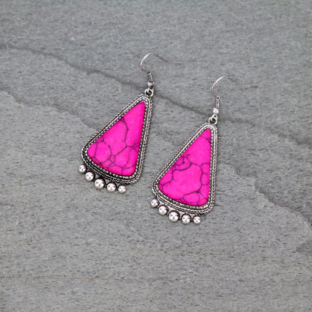 Elite Fashion Stone Triangle Fish Hook Earrings