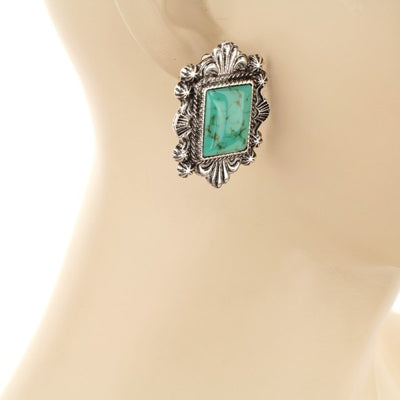 Fashion Scroll Turquoise Post Earrings
