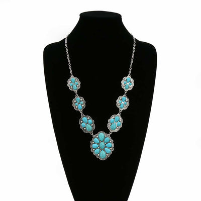 Judith Fashion Concho Cluster Necklace - Turquoise