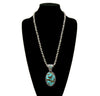 Jordan Fashion Navajo Necklace With Western Stone Oval Pendant - 27"