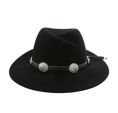 Jessie Fashion Leather Concho Hat Band - Brown
