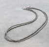 34" Long, 4mm & 6mm Navajo Style Fashion Silver Necklace