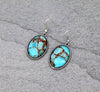 Roped Oval Stone Fishhook Earrings - Turquoise