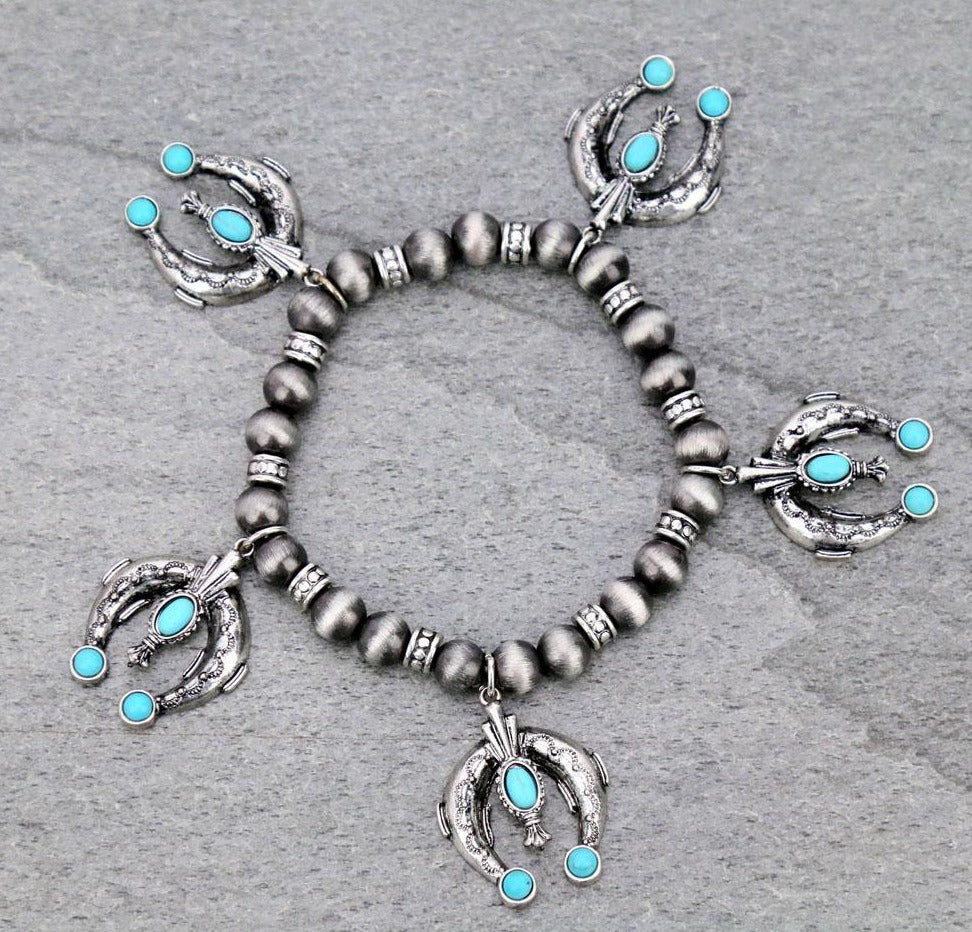 stretch naja charm bracelet navajo turquoise silver