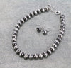 10mm Silver Bead Necklace 14"