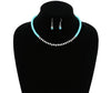 Fashion Silver & Turquoise Bead Necklace - 16"