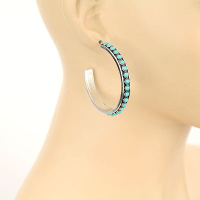 Fashion Turquoise Hoop Post  Earrings