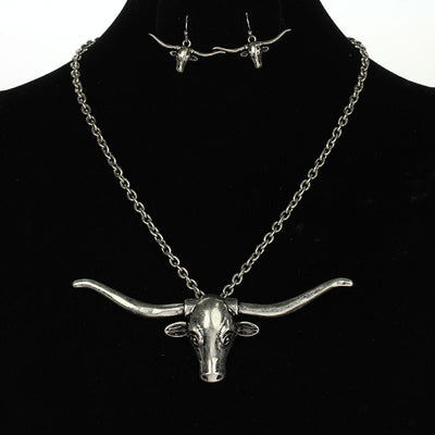 Texas Longhorn Fashion Necklace & Earrings
