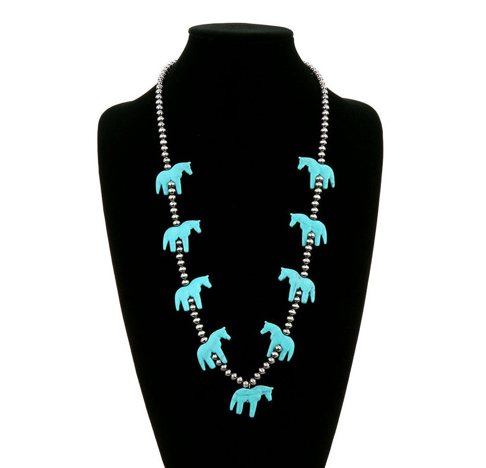 Meadows Fashion Navajo Horse Fetish Necklace