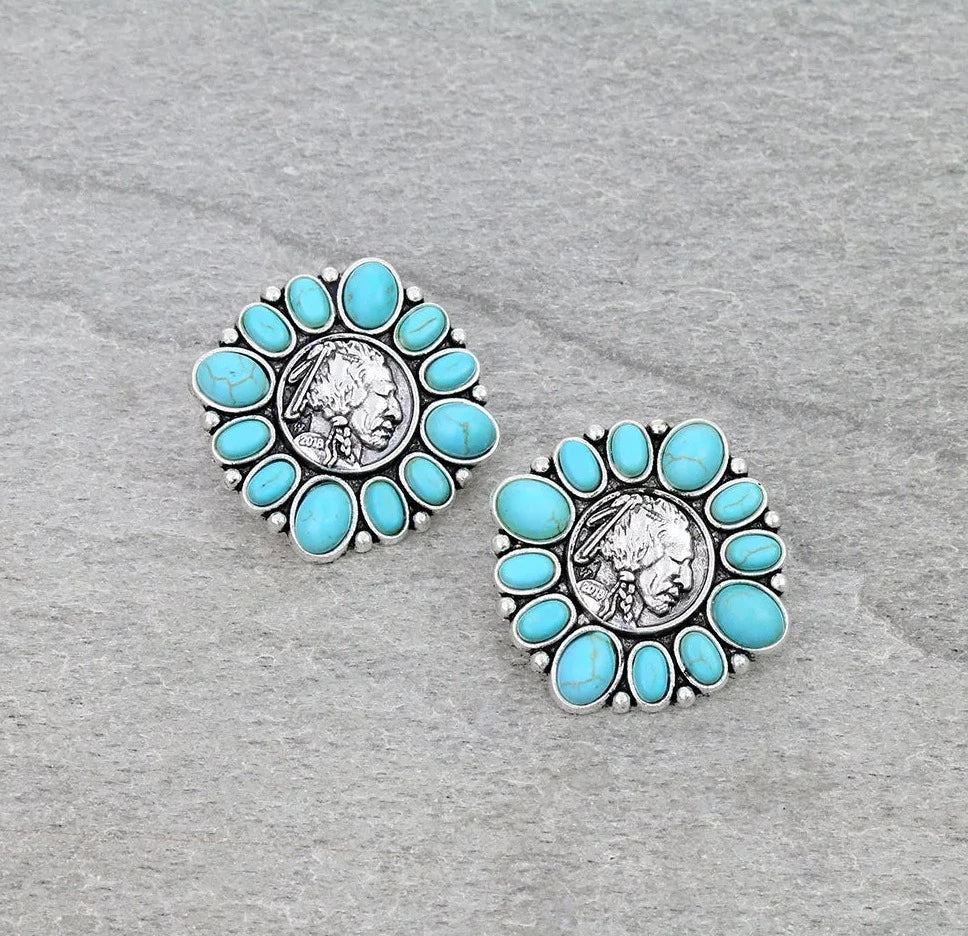 Oldtown Fashion Coin Stud Earrings