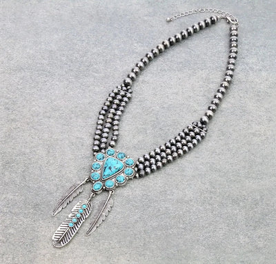 Primrose Triple Feather Fashion Navajo Necklace