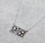 Asher Fashion Link Chain Necklace With Stamped Floral Rectangle Pendant