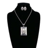 Coleson Fashion Link Chain With Square Concho Pendant & Concho Earrings