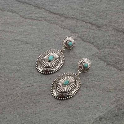 Jillian Double Concho Fashion Earrings - Turquoise
