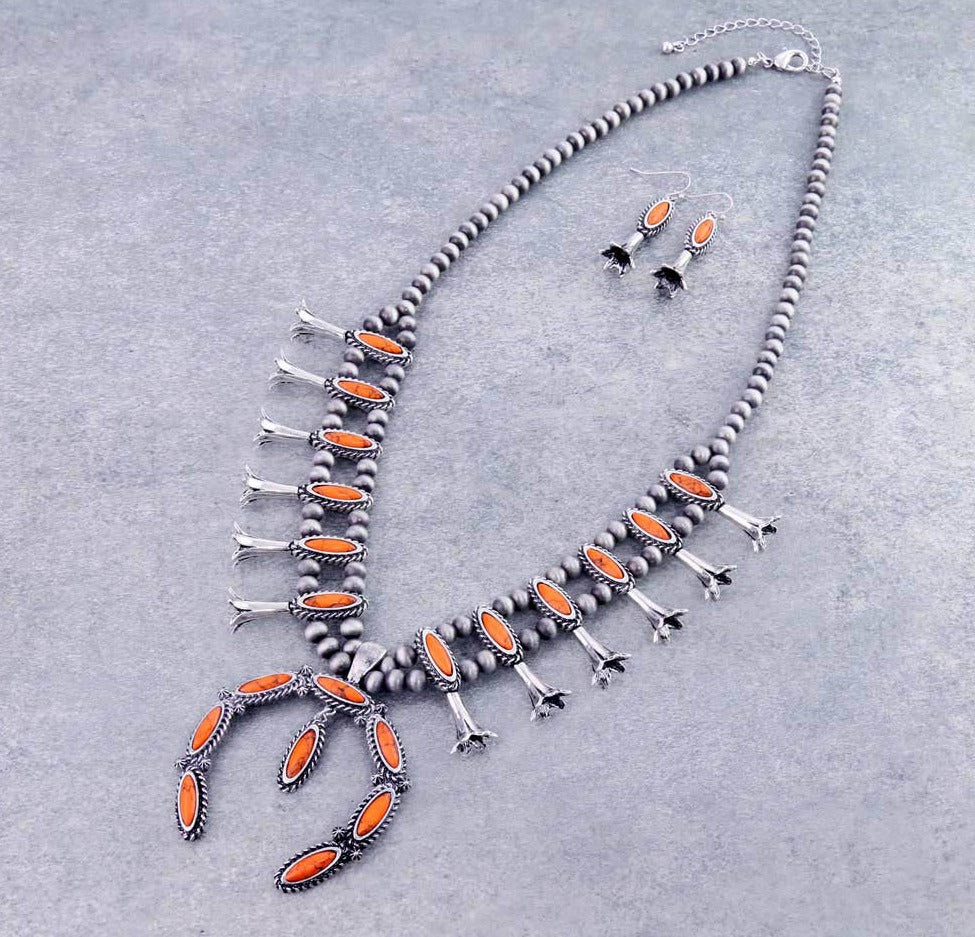 Piper Fashion Double Strand Navajo Squash Blossom Necklace or Earrings