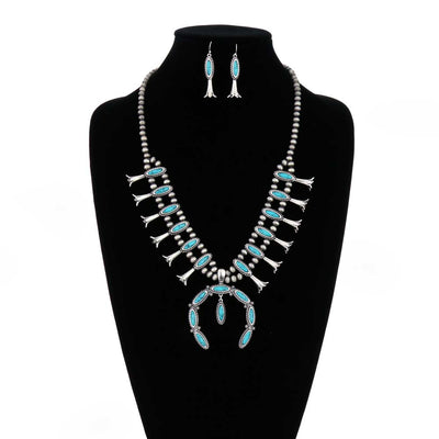 Piper Fashion Double Strand Navajo Squash Blossom Necklace & Earrings