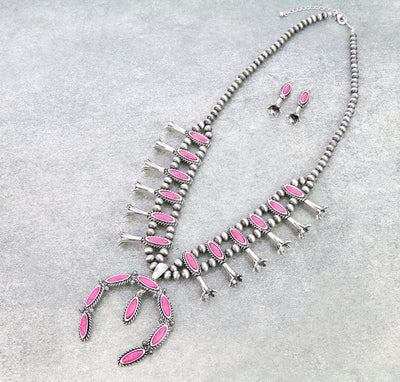 Piper Fashion Double Strand Navajo Squash Blossom Necklace & Earrings