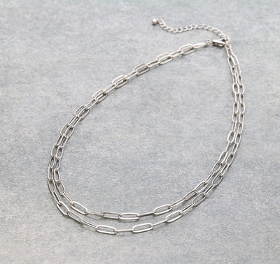 Fashion Chain 2 Strand Paperclip Necklace