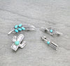 Cactus Arrow Spearhead Fashion Silver Pin Set - Turquoise