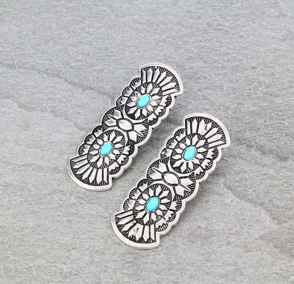 Arroyo Fashion Double Concho Shield Earrings - Turquoise