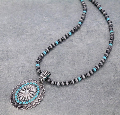 navajo turquoise saucer concho necklace