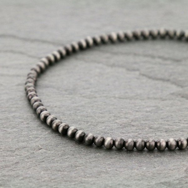 Hannah 10mm Matte Silver Pearl Necklace - 16"