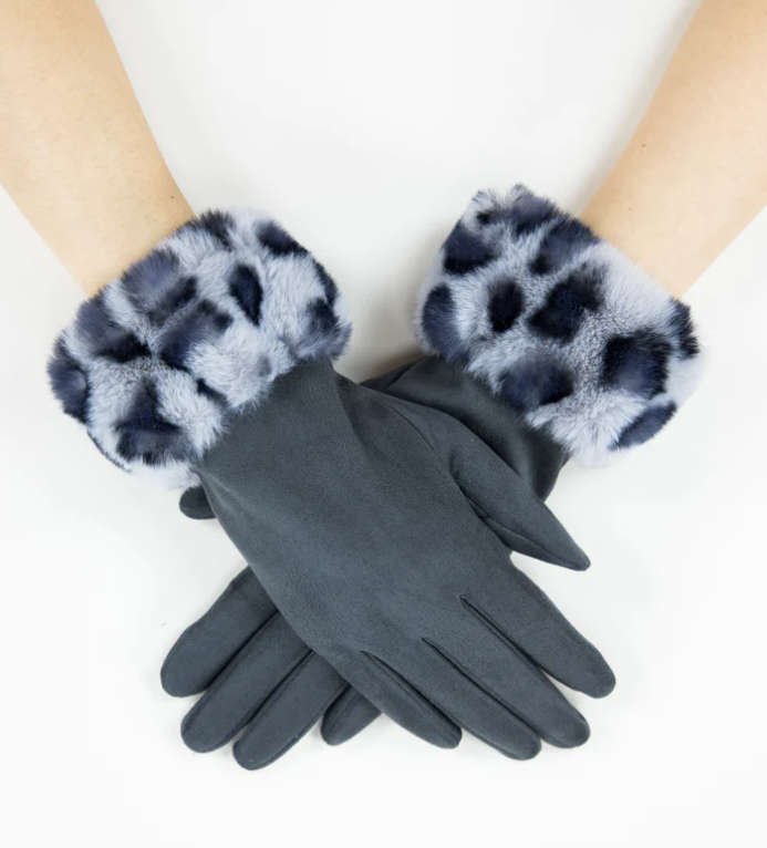 Judy Leopard Faux Fur Gloves
