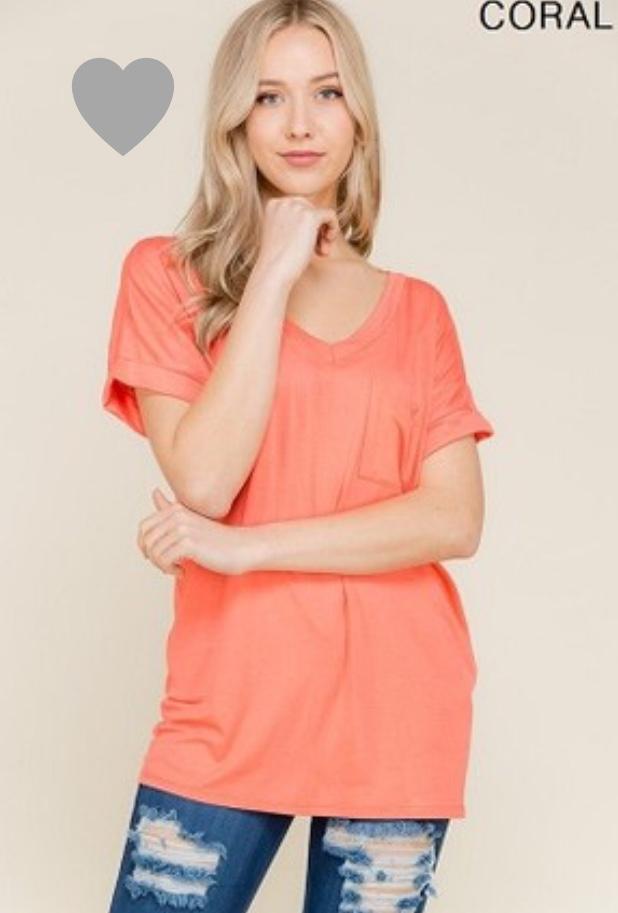 Pocket V Neck Boyfriend Tee