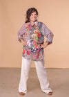 Accessorize In Style Dressy AIS Collared Blouse - Purple Floral