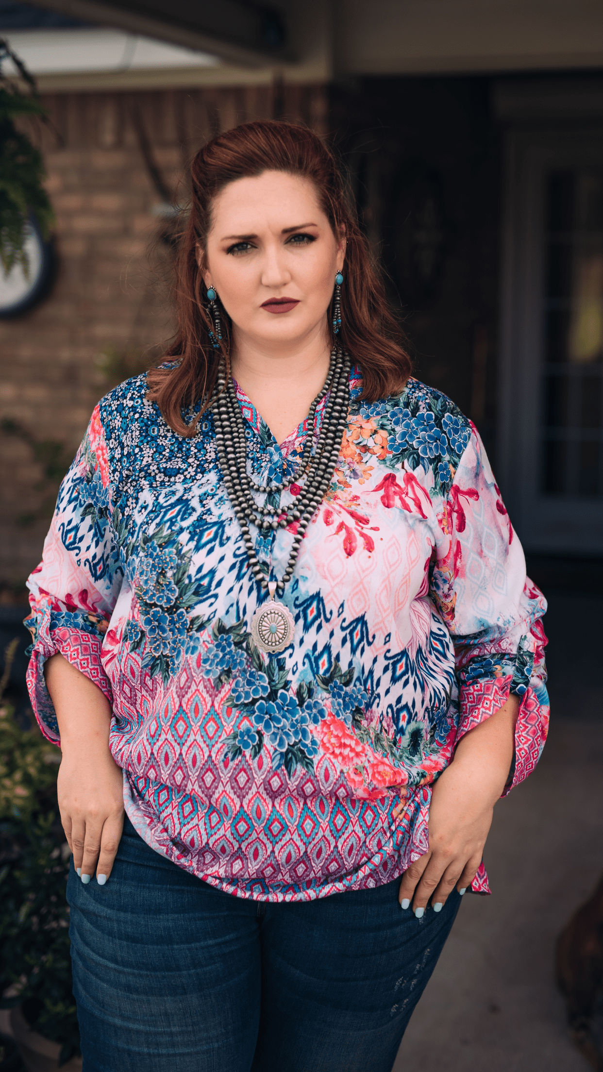 Accessorize In Style Dressy AIS Deep V-Neck Blouse - Pink